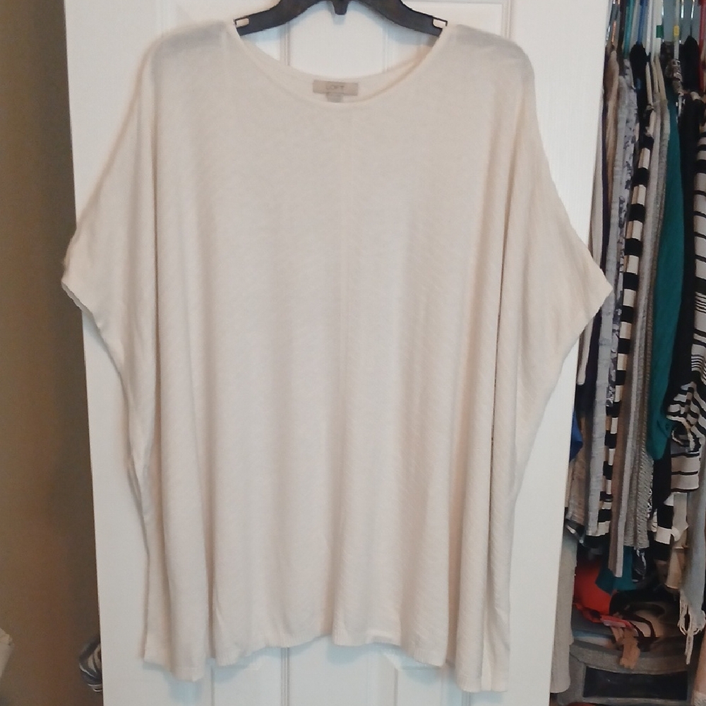 LOFT Cream Knit Tunic Top Womens M/L